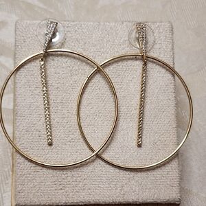 VINTAGE 1980s GOLD TONE HOOP EARRINGS – Oversized Statement Earrings with Rhines